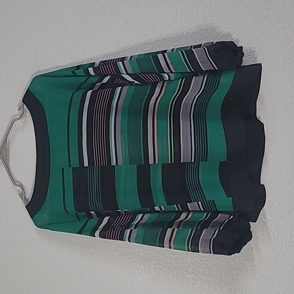 Alfani Tops - ALFANI Medium Green Multi colored striped blouse